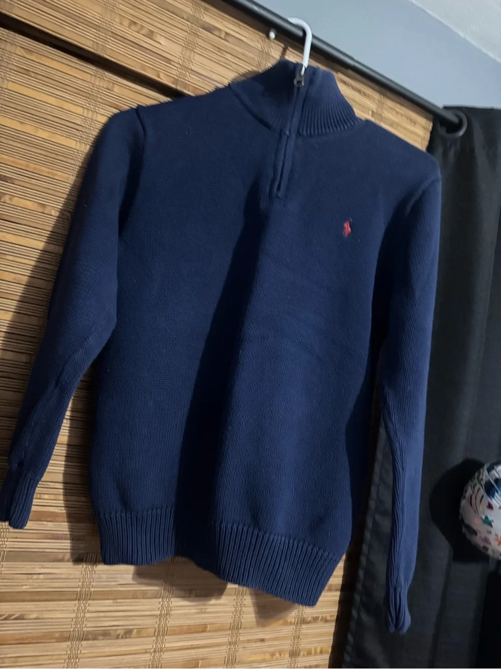 Ralph Lauren Navy Zip Pullover Sweater with Red Pony
